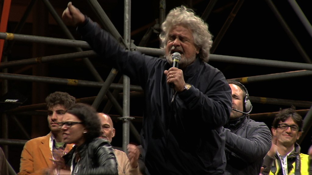 Beppe Grillo a Piazza del Popolo